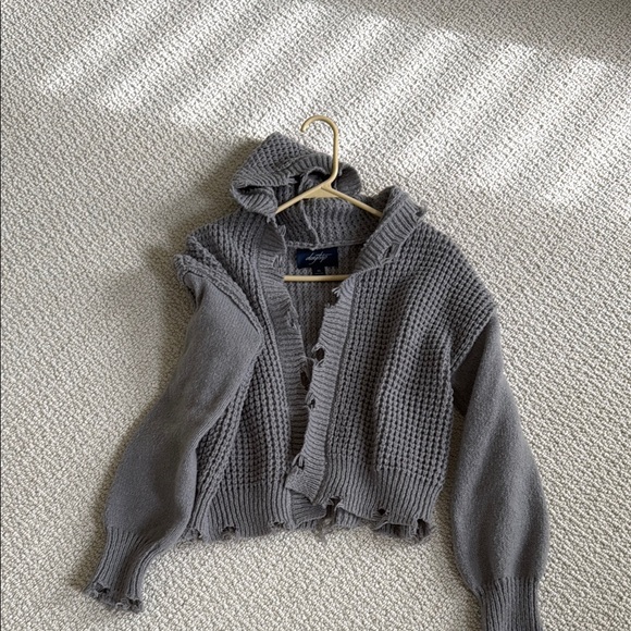 Gray Button-Up Women’s Sweater - Picture 3 of 7